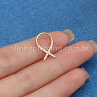 Piercing Argola Aço Cirúrgico X Zircônia Cravejada