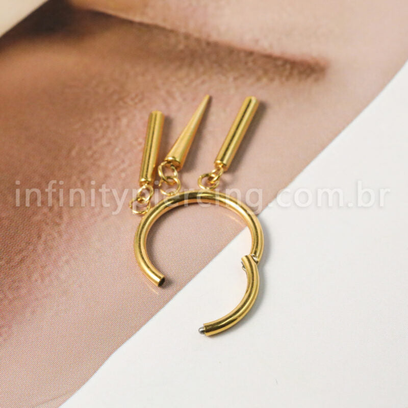 Piercing Argola Titânio Segmento Articulado Com Pingentes