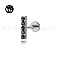 Piercing Labret Titânio Rosca Interna Barra Zircônia Grande