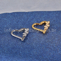 Piercing Coração Titânio Segmento Articulado Cobra Zircônia Cravejada
