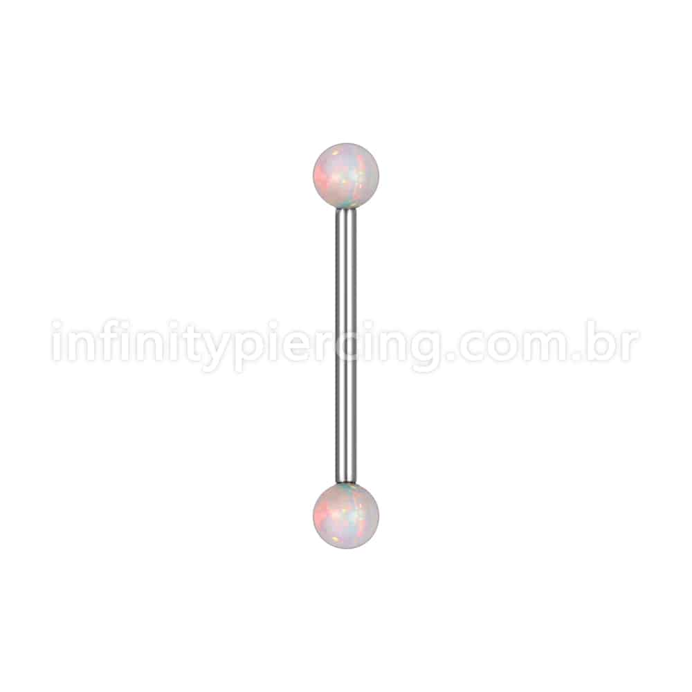 Piercing Barbell Reto Opala Aço Cirúrgico 316L