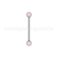 Piercing Barbell Reto Opala Aço Cirúrgico 316L