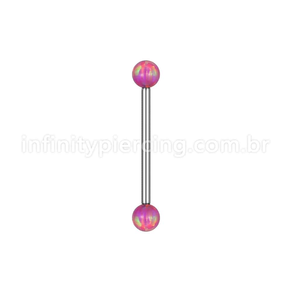 Piercing Barbell Reto Opala Aço Cirúrgico 316L