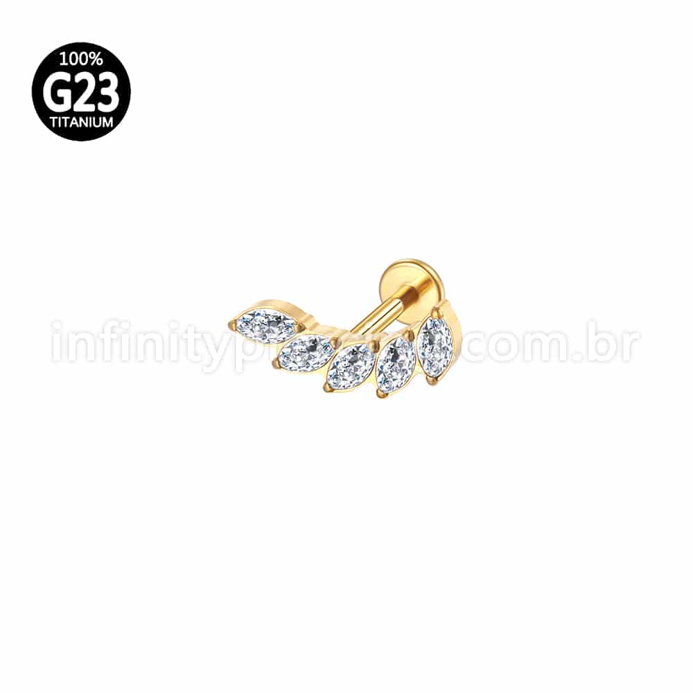 Piercing Labret Titânio Cluster Zircônias
