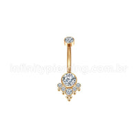 Piercing Banana Aço Cirúrgico Indiano 7 Zircônias Cravada