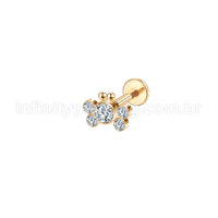 Piercing Labret Aço Cirúrgico Borboleta Zircônia Cravada