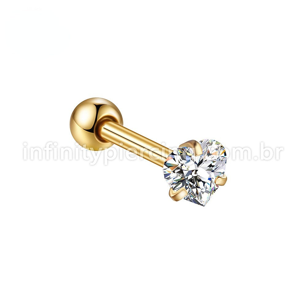 Piercing Minibarbell Aço Cirúrgico Zircônia Coração