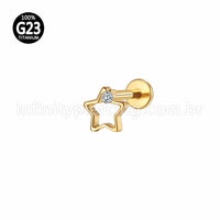 Piercing Labret Titânio Estrela Vazada 1 Zircônia