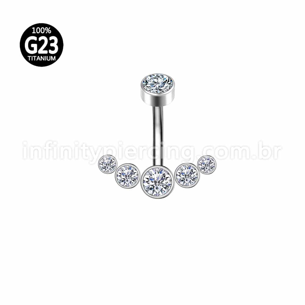 Piercing Banana Titânio Cluster Zircônia