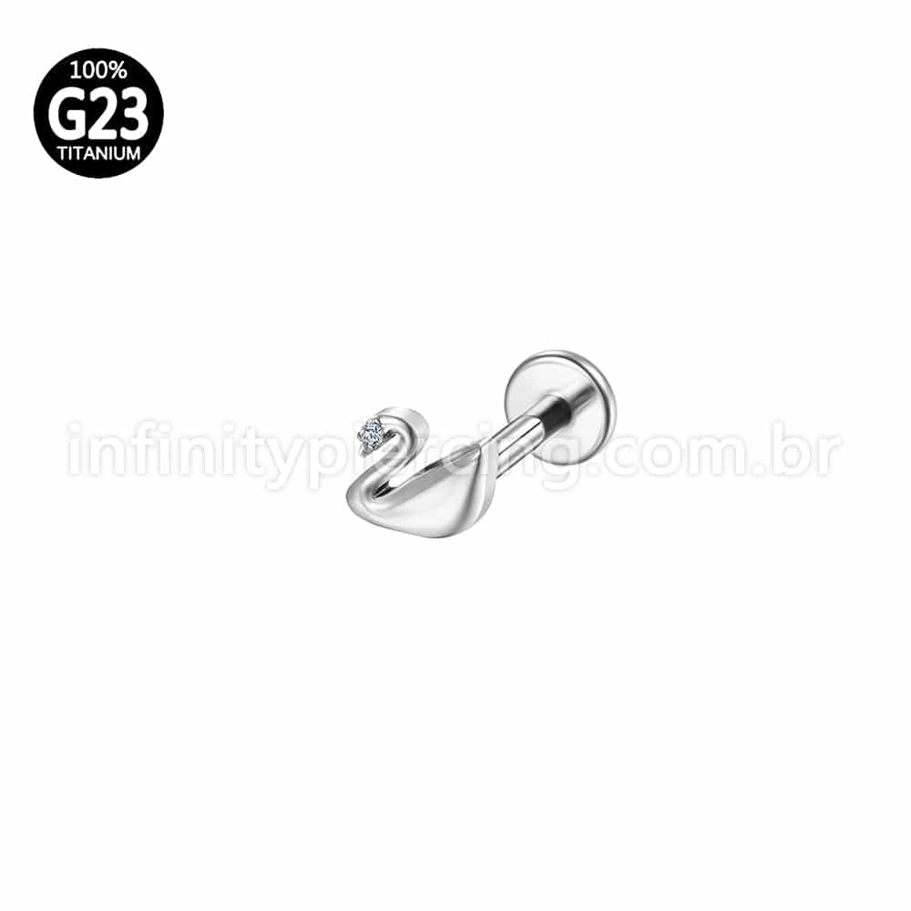 Piercing Labret Titânio Cisne Zircônia