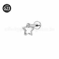 Piercing Labret Titânio Estrela Vazada 1 Zircônia