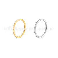 Piercing Argola Aço Cirúrgico Detalhada/Zircônia Cravejada