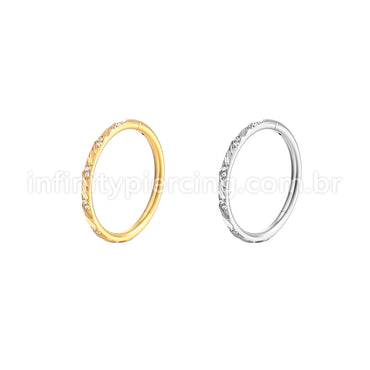 Piercing Argola Aço Cirúrgico Detalhada/Zircônia Cravejada