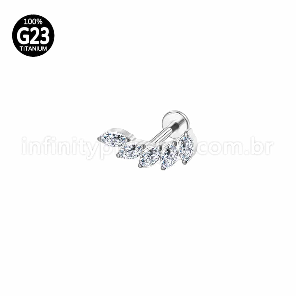 Piercing Labret Titânio Cluster Zircônias