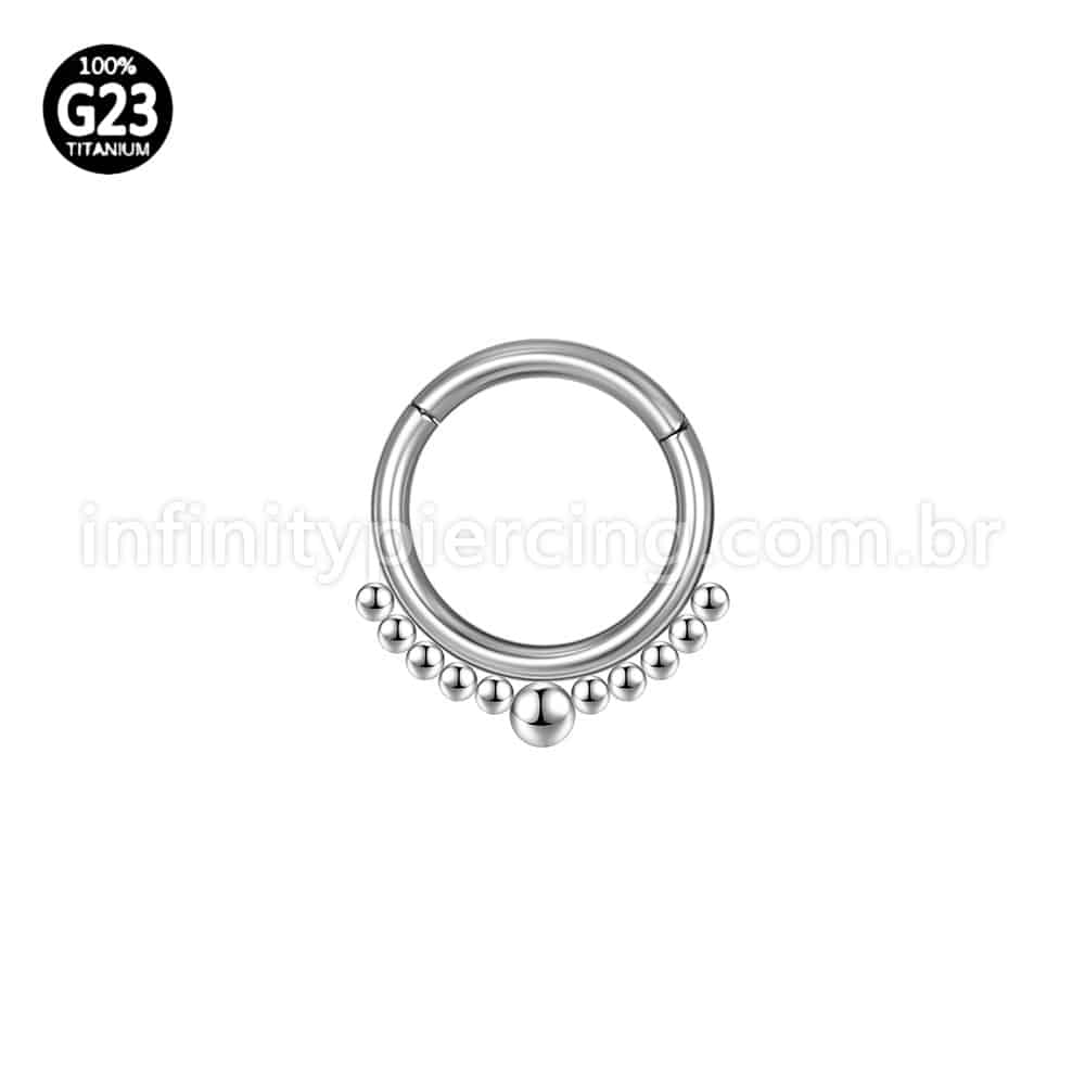 Piercing Argola Titânio Segmento Articulado Bolinhas