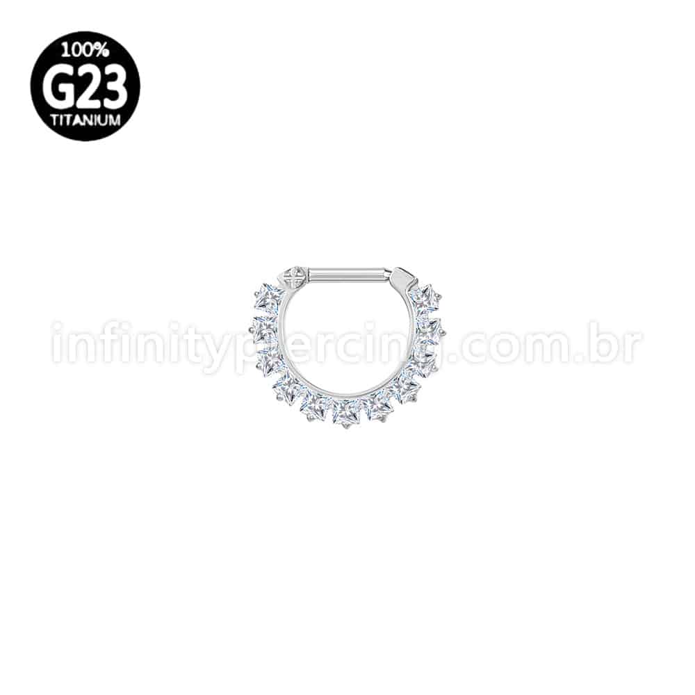 Piercing Meia Argola Titânio Com Zircônia Cravejado