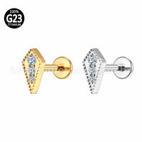 Piercing Labret Titânio Modelo Gravatinha Zircônia