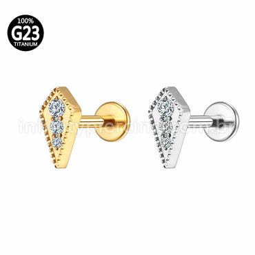 Piercing Labret Titânio Modelo Gravatinha Zircônia