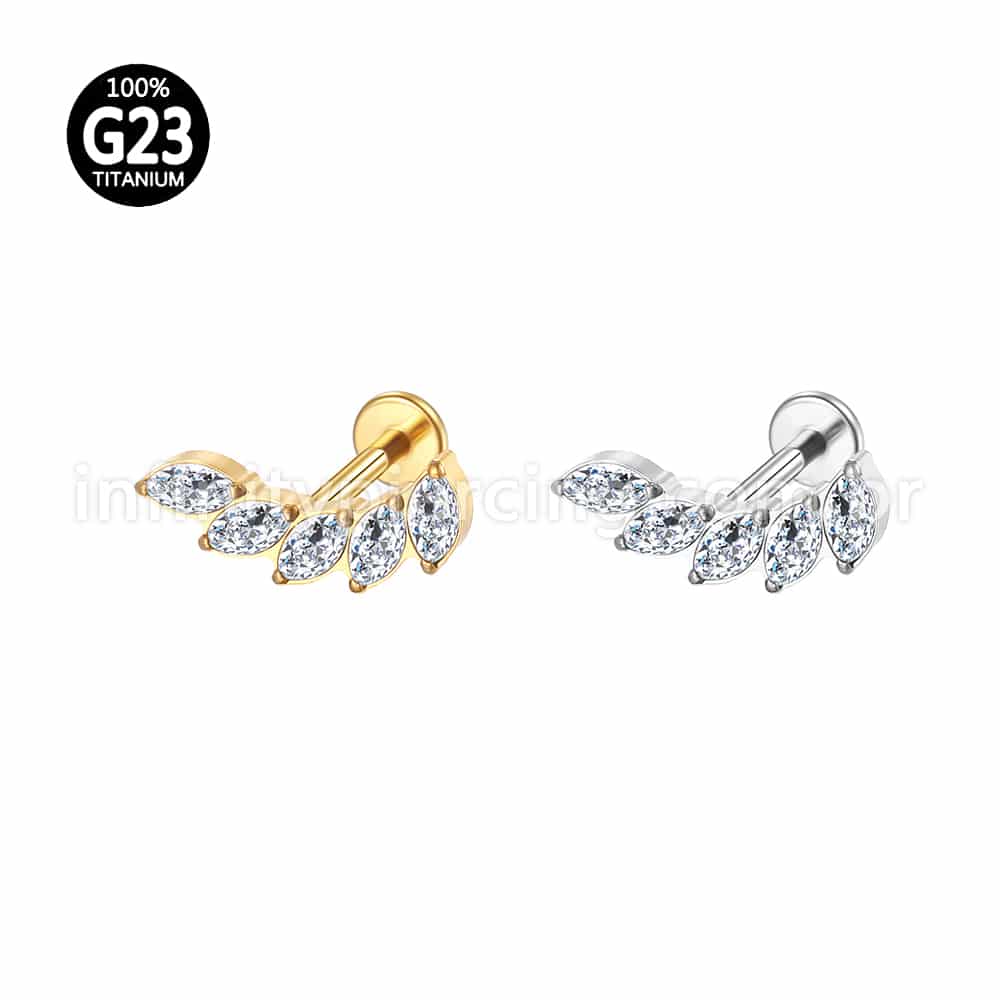 Piercing Labret Titânio Cluster Zircônias