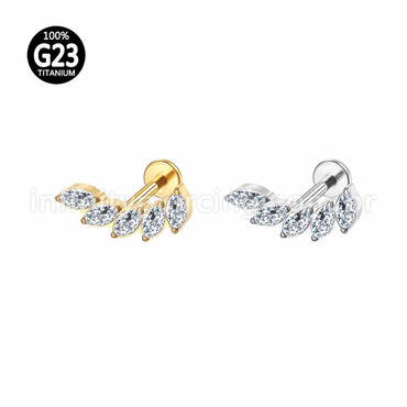 Piercing Labret Titânio Cluster Zircônias