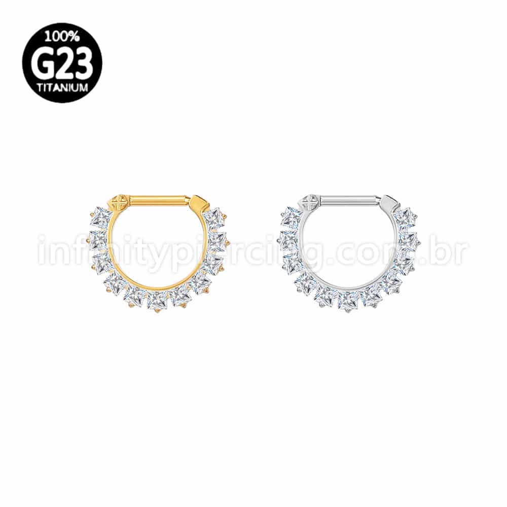Piercing Meia Argola Titânio Com Zircônia Cravejado