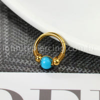 Piercing Argola Titânio Detalhada Com Pedra Opala