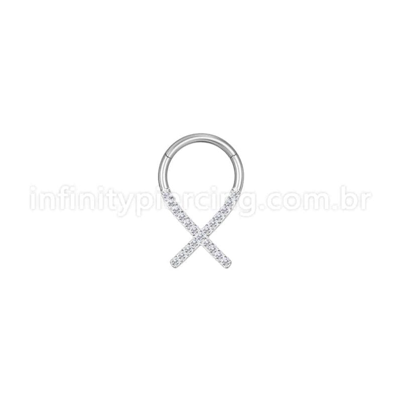 Piercing Argola Aço Cirúrgico X Zircônia Cravejada