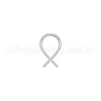 Piercing Argola Aço Cirúrgico X Zircônia Cravejada