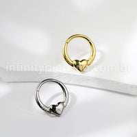 Piercing Argola Titânio Segmento Articulado Coração Com Detalhes