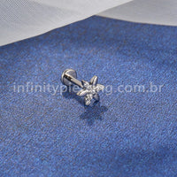 Piercing Labret Titânio Flor Zircônia