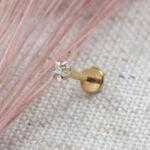 Piercing Labret Aço Cirúrgico Push Pin Estrela Zircônia