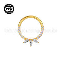 Piercing Argola  Titânio Segmento Articulado Zircônia Cravejada