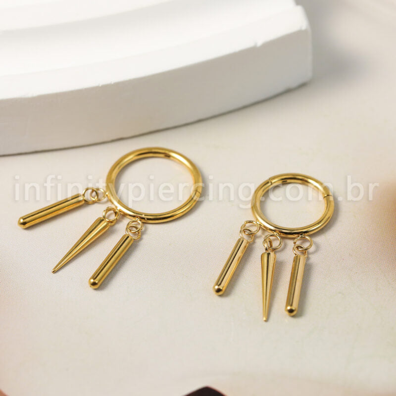 Piercing Argola Titânio Segmento Articulado Com Pingentes