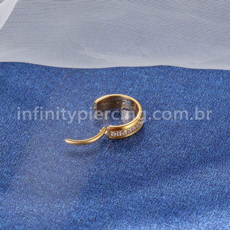 Piercing Argola Aço Cirúrgico Segmento Articulado Zircônia Cravejada