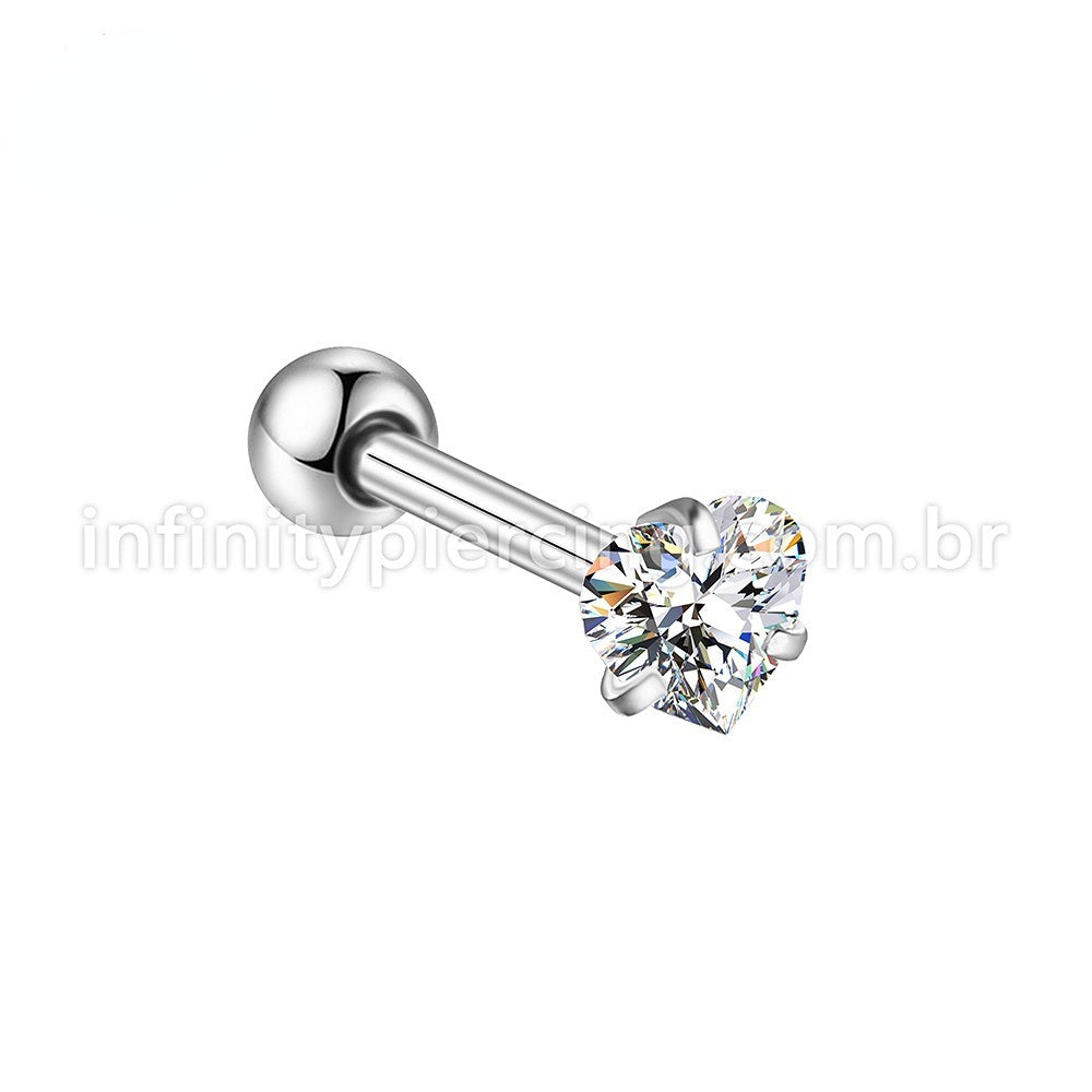 Piercing Minibarbell Aço Cirúrgico Zircônia Coração