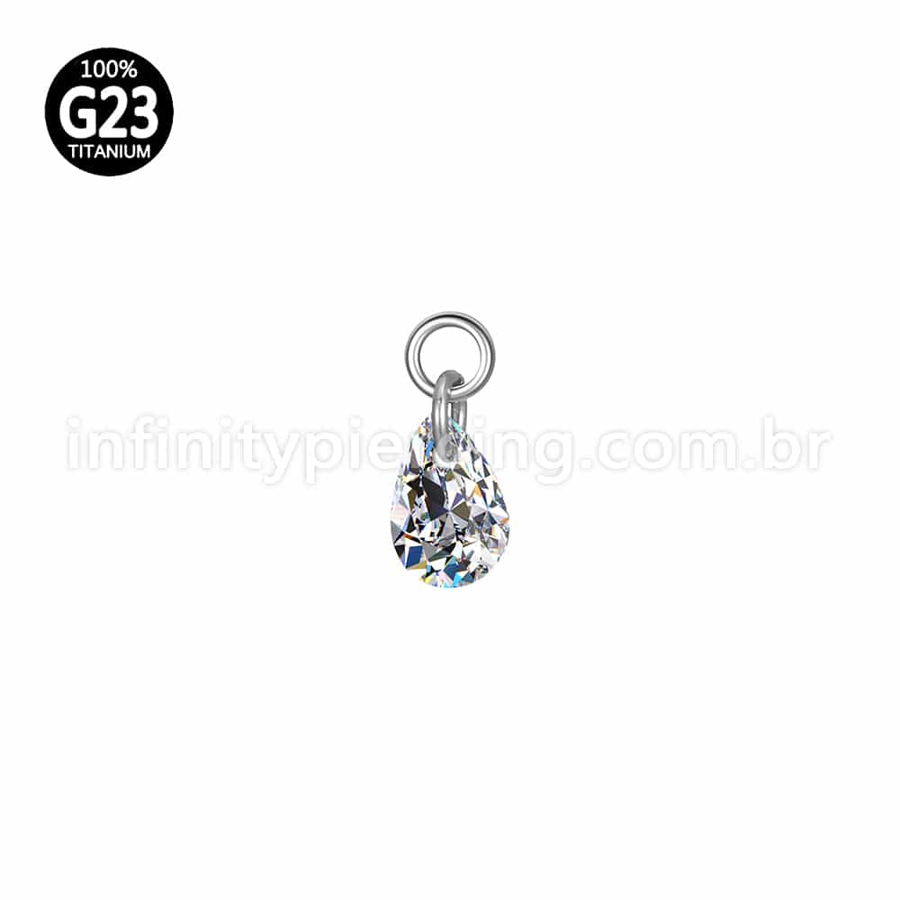 Pingente Para Piercing Titânio Gota Zircônia