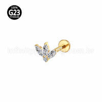 Piercing Labret Titânio Folhas Zircônia