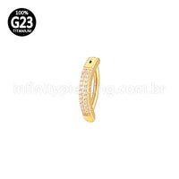 Piercing Argola Para Umbigo Titânio 2 Fileiras Zircônia
