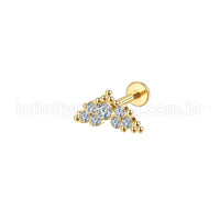 Piercing Labret Aço Cirúrgico Indiano Zircônia