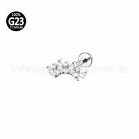 Piercing Labret Titânio Cluster Zircônias Cravejadas