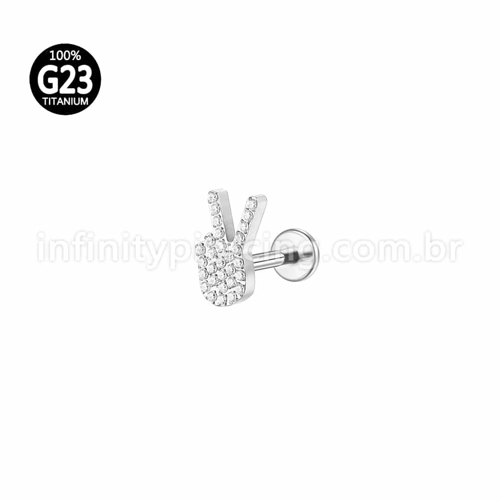Piercing Labret Titânio Paz Zircônia