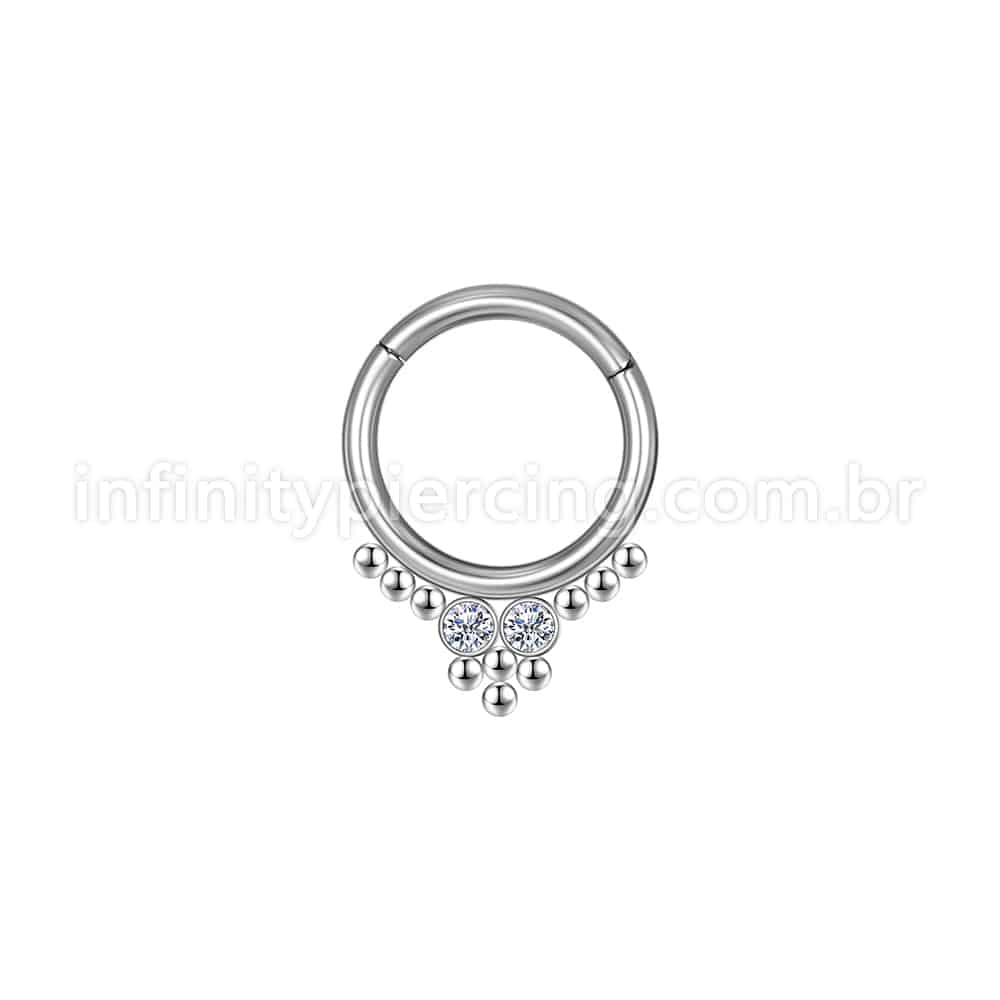 Piercing Argola Aço Cirúrgico Segmento Articulado Indiano Zircônia