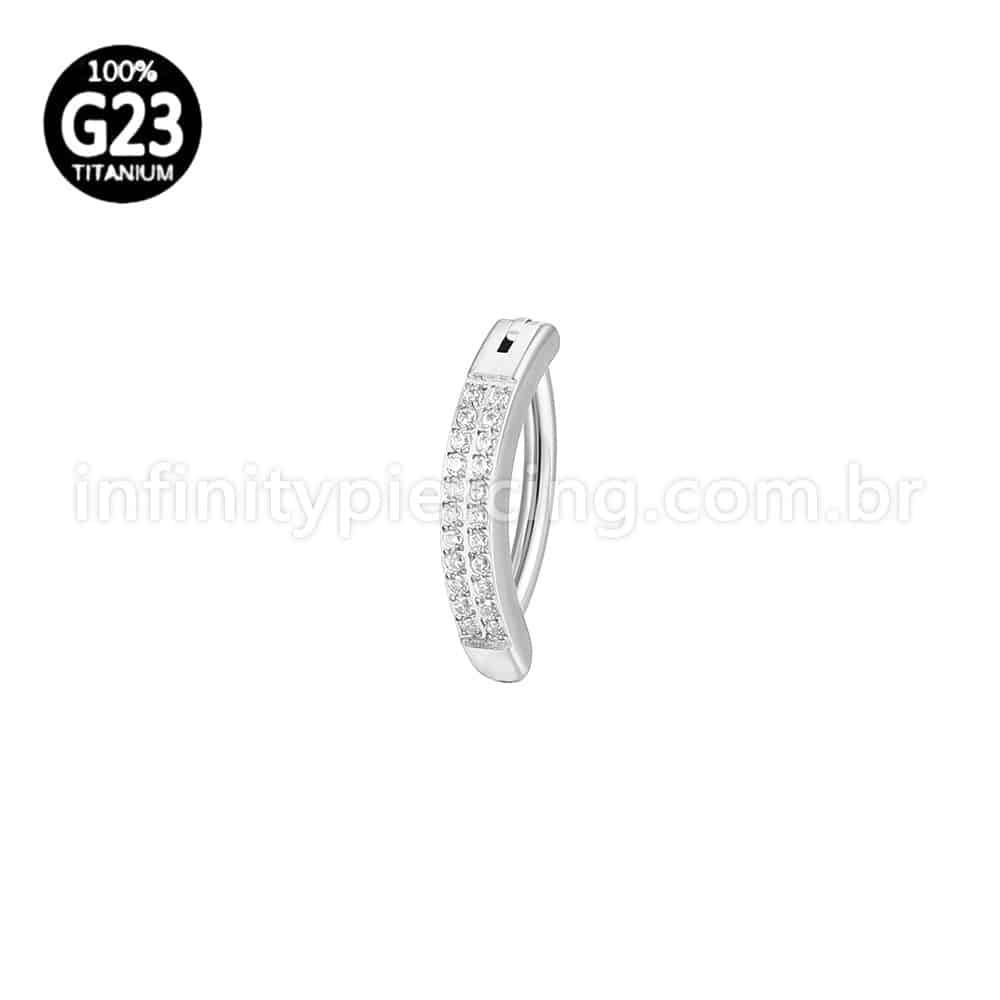 Piercing Argola Para Umbigo Titânio 2 Fileiras Zircônia