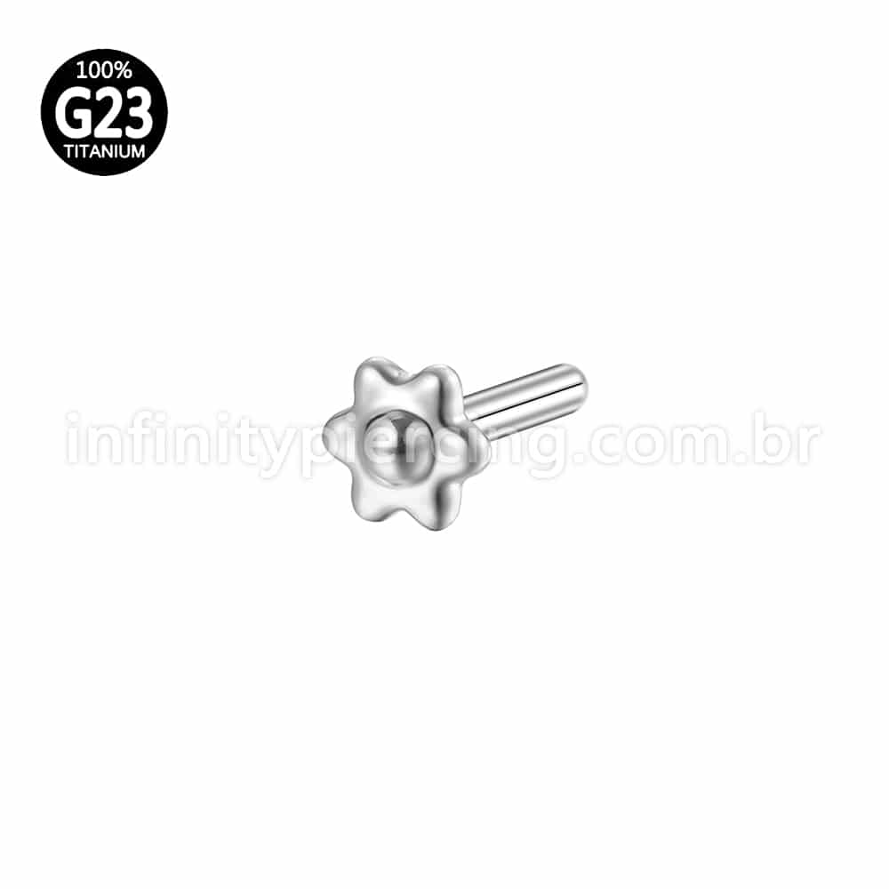 Haste Para Labret Titânio Base Flor