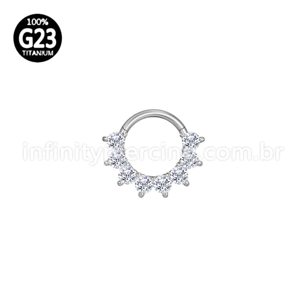 Piercing Argola Titânio Segmento Articulado Zircônia Cravejada