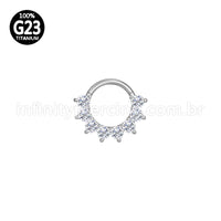 Piercing Argola Titânio Segmento Articulado Zircônia Cravejada