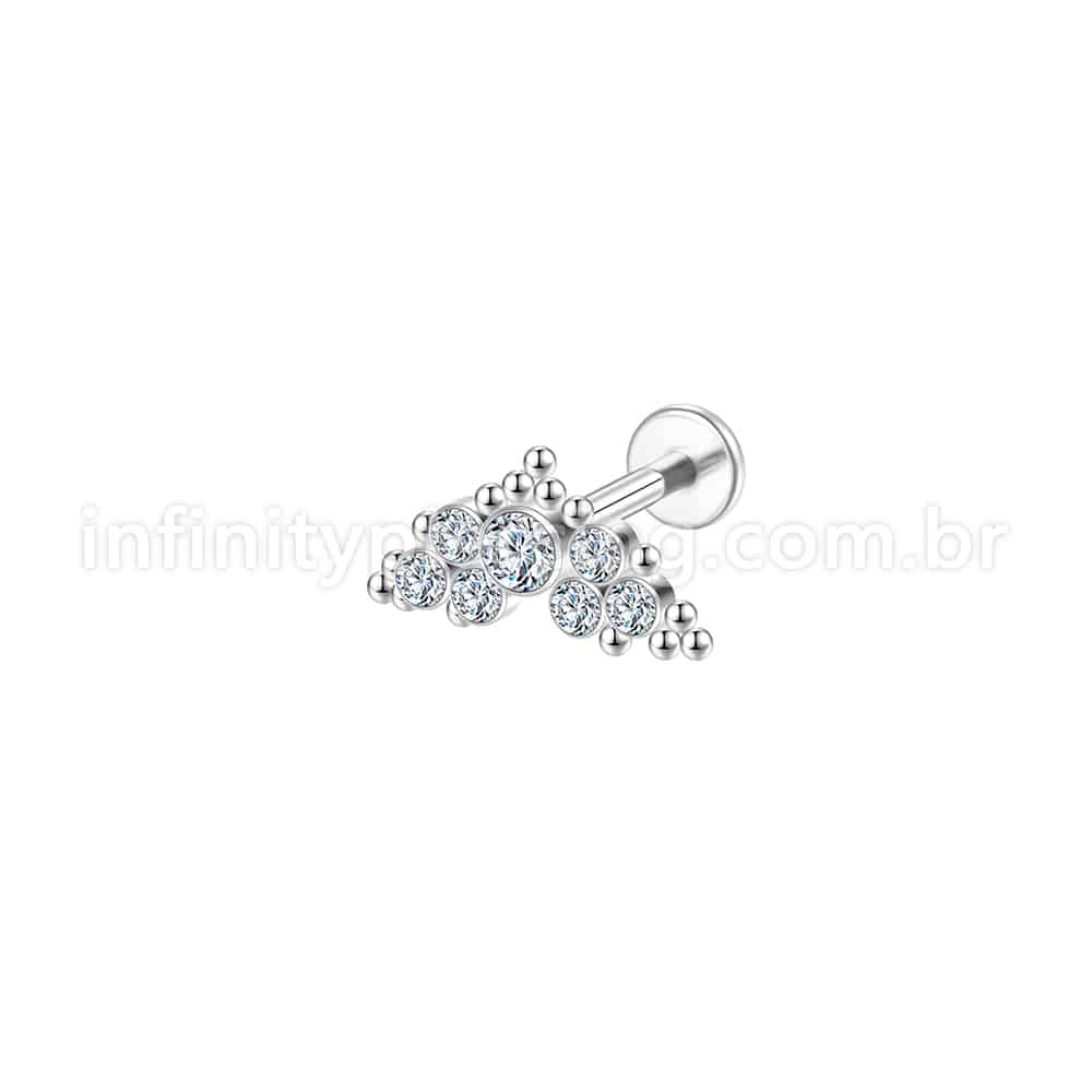 Piercing Labret Aço Cirúrgico Indiano Zircônia