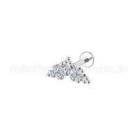 Piercing Labret Aço Cirúrgico Indiano Zircônia