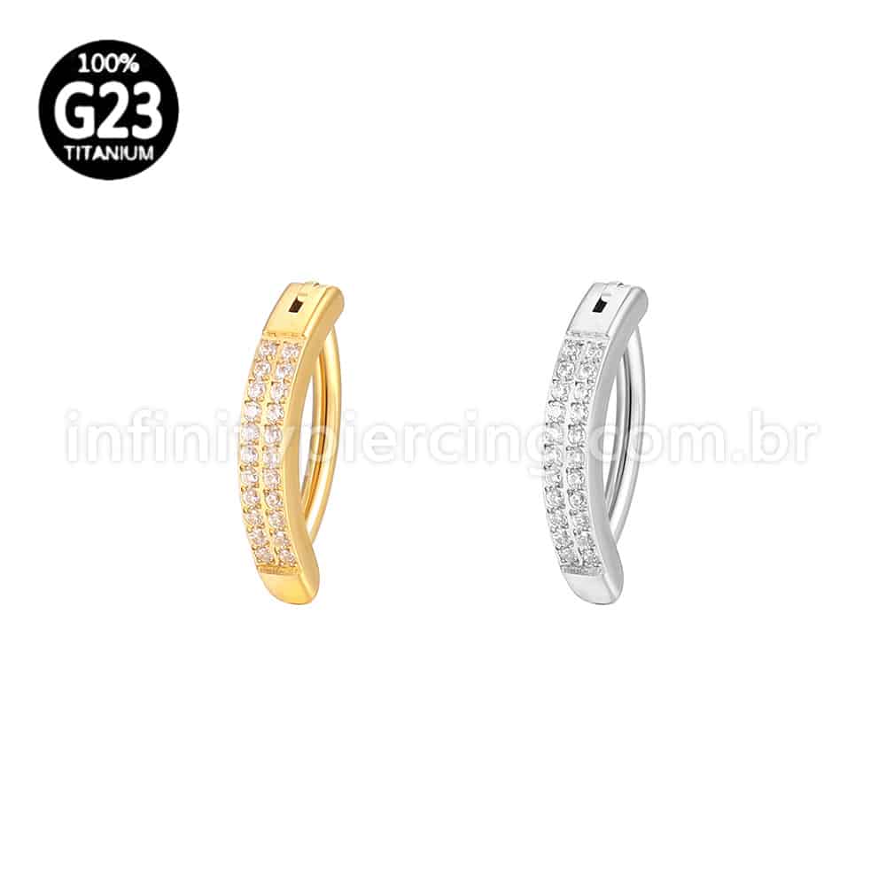 Piercing Argola Para Umbigo Titânio 2 Fileiras Zircônia