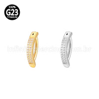 Piercing Argola Para Umbigo Titânio 2 Fileiras Zircônia